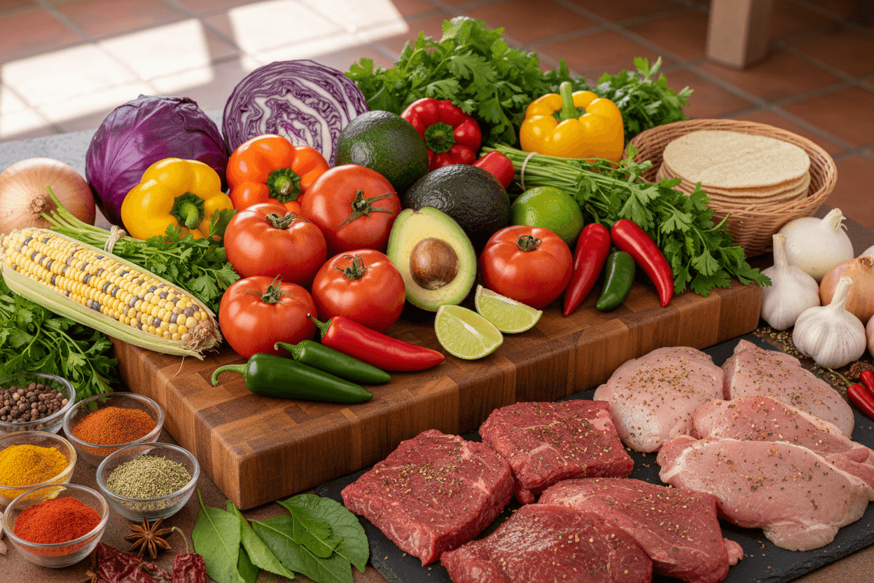 Fresh ingredients for authentic Mexican cuisine